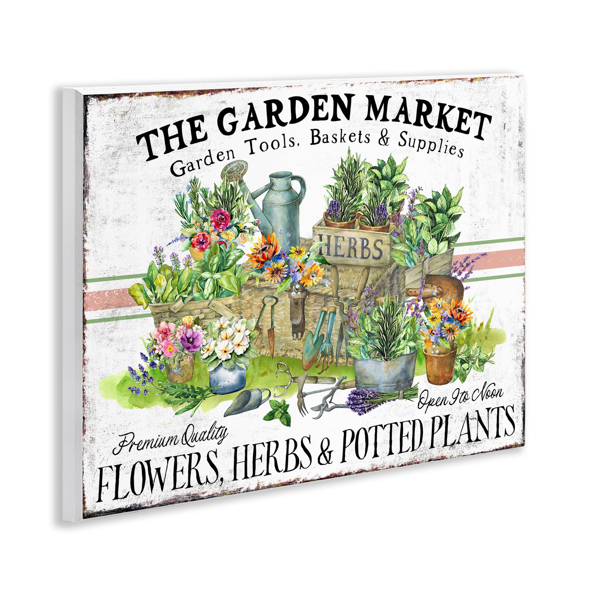 Stupell Industries Garden Market Bistro Stripe Wall Plaque